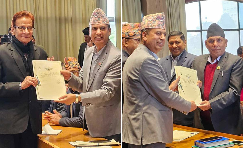 राष्ट्रिय सभा अध्यक्षमा माओवादीका दाहाल र कांग्रेशका  शर्माको उम्मेदवारी दर्ता